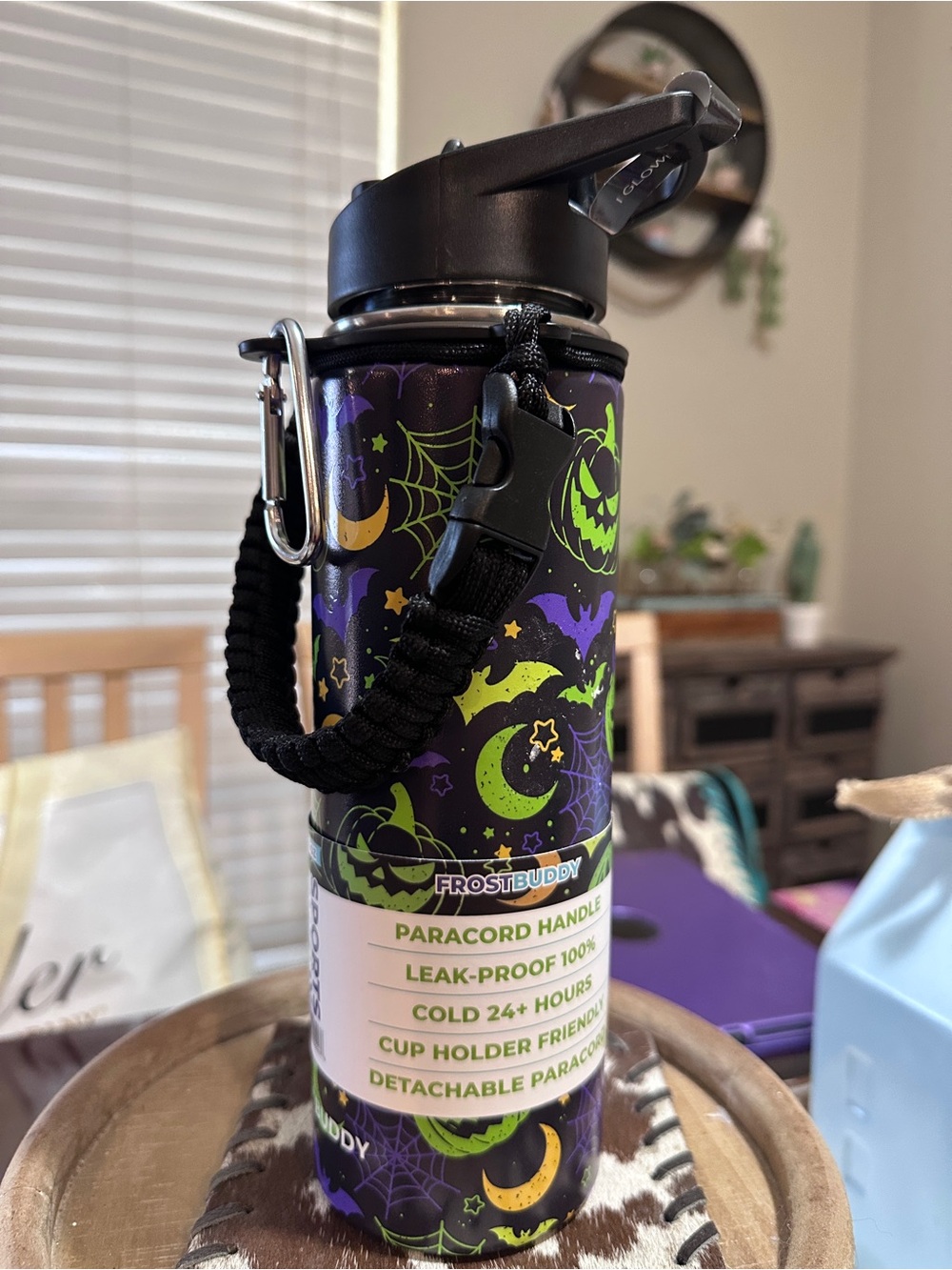 FrostBuddy Halloween Insulated Water Bottle – Black & Green